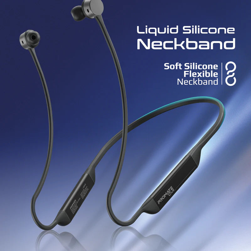 Promate Civil High-Fidelity Liquid Silicone Wireless Neckband Earphones