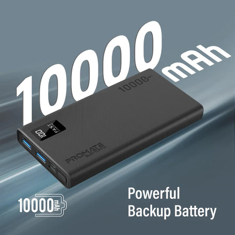 Promate Bolt-10Pro 10000mAh Compact Smart Charging Power Bank