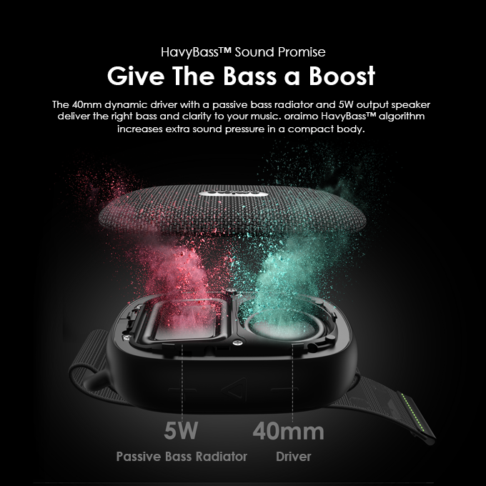 Oraimo OBS-40S Wrap Heavy Bass Strap Design Portable Wireless Speaker