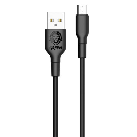 Green Braided Micro Usb Cable 1.2M 2A - Black