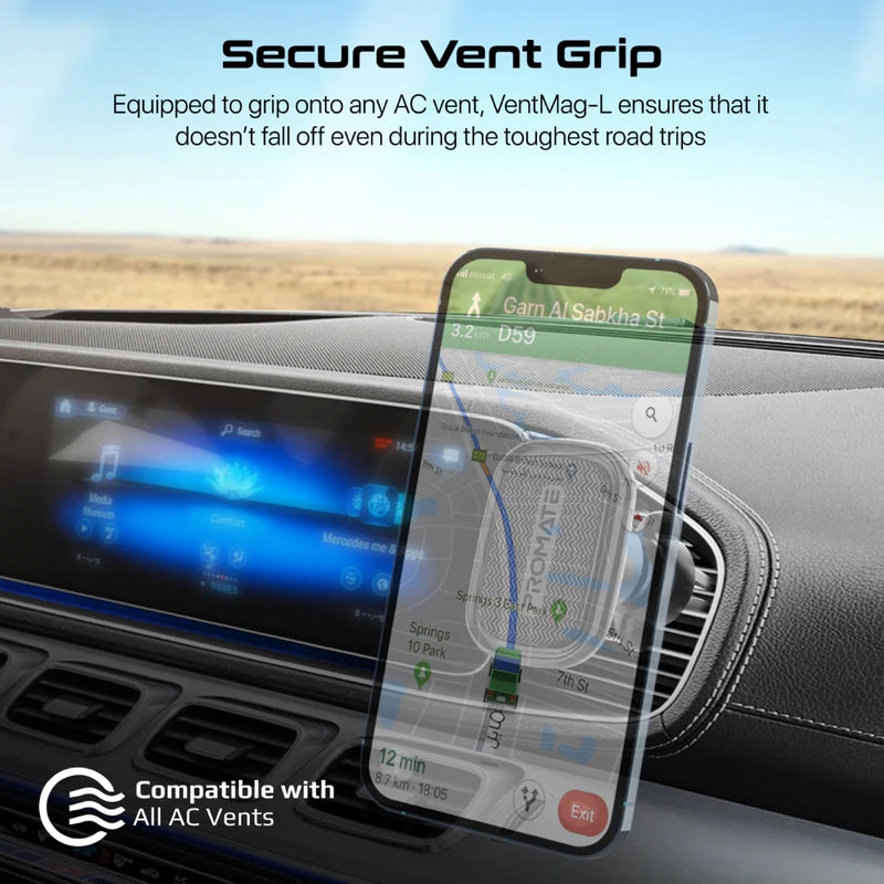 Promate VentMag-L SecureGrip™ AC Vent Magnetic Smartphone Holder