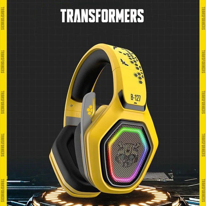 Transformers TF-G01 Bluetooth V5.3 Gaming Headphones: Wired Headset with Low Latency, 500mAh Battery, RGB, and Mic