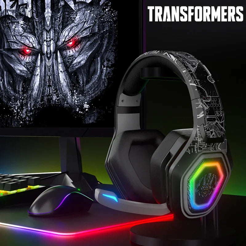Transformers TF-G01 Bluetooth V5.3 Gaming Headphones: Wired Headset with Low Latency, 500mAh Battery, RGB, and Mic
