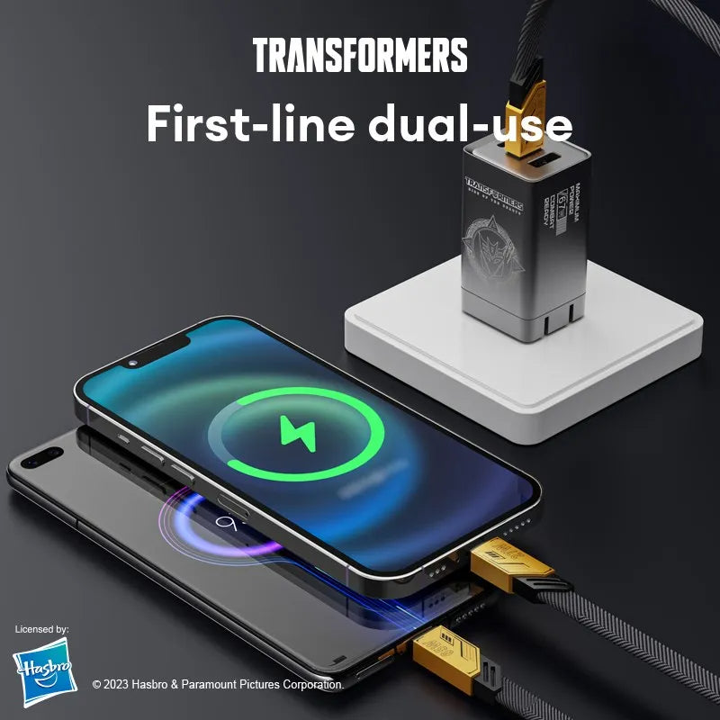 Transformers TF-A09 USB Type-C 2-in-1 Quick Charge Charging Cable - Original Super Fast Charger for Mobile Phones
