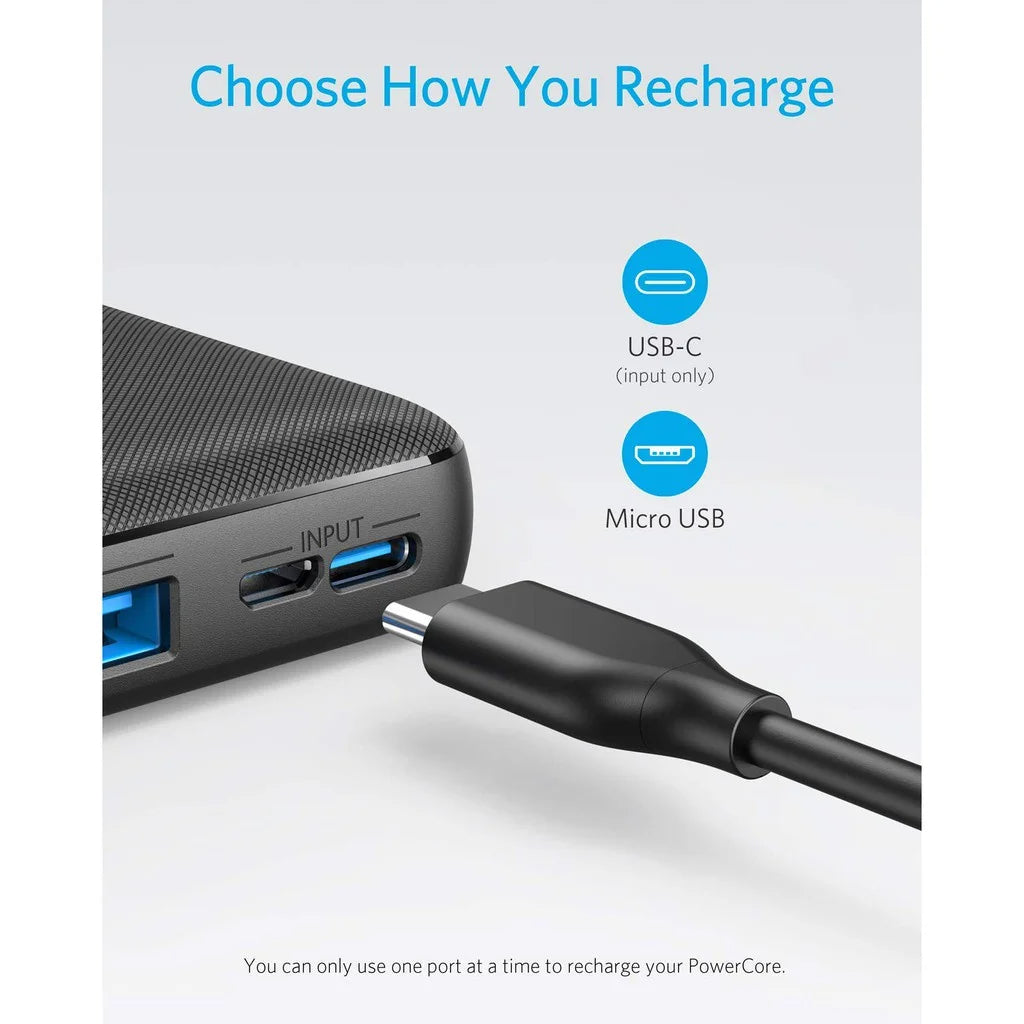 Anker PowerCore Metro Essential: a 20000mAh portable charger with PowerIQ Technology and USB-C input (Model: A1268)