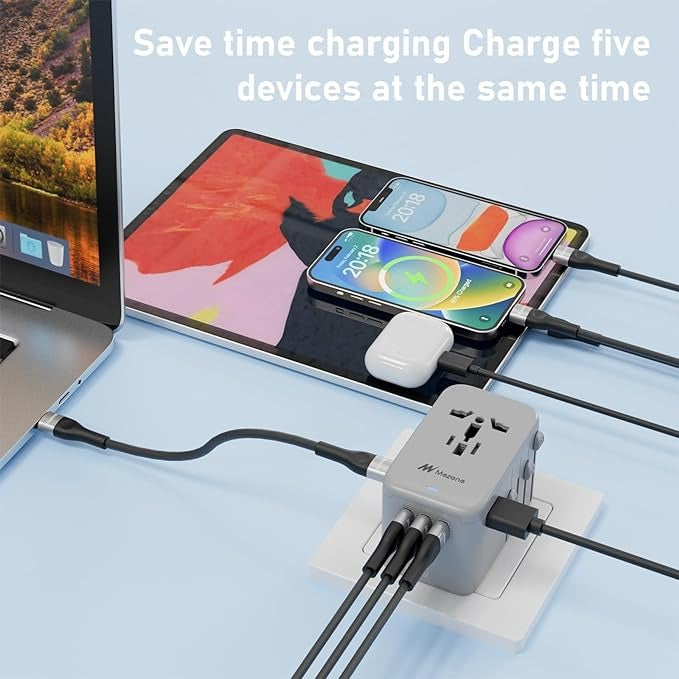 4 Ports  Fast Charger USB C GaN Charger Plug Type C PD 100W QC 3.0 and one usb Adapter for Laptops, MacBook Pro/Air, Steam Deck, iPad, iPhone,Samsung, Huawei, Oneplus, Xiaomi, Dell,