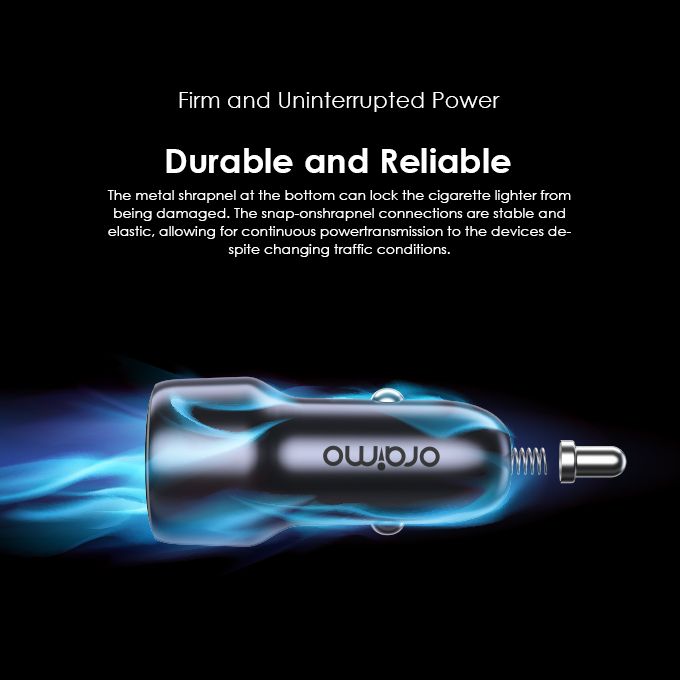 Oraimo OCC-73D Bullet 48 48W Fast Charging Compact Safe Car Charger