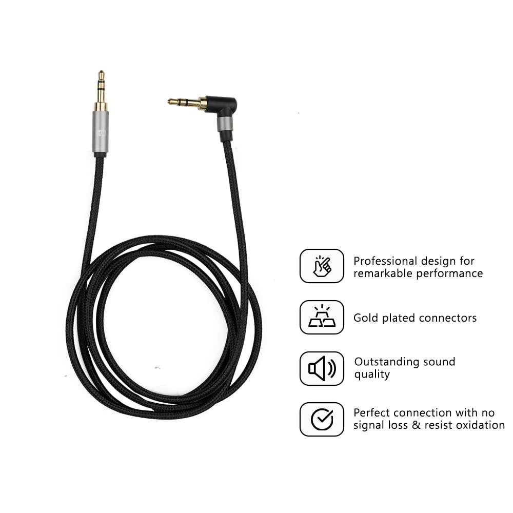 HEATZ 1.2 meter Nylon Braided 3.5 Right angle Aux cable