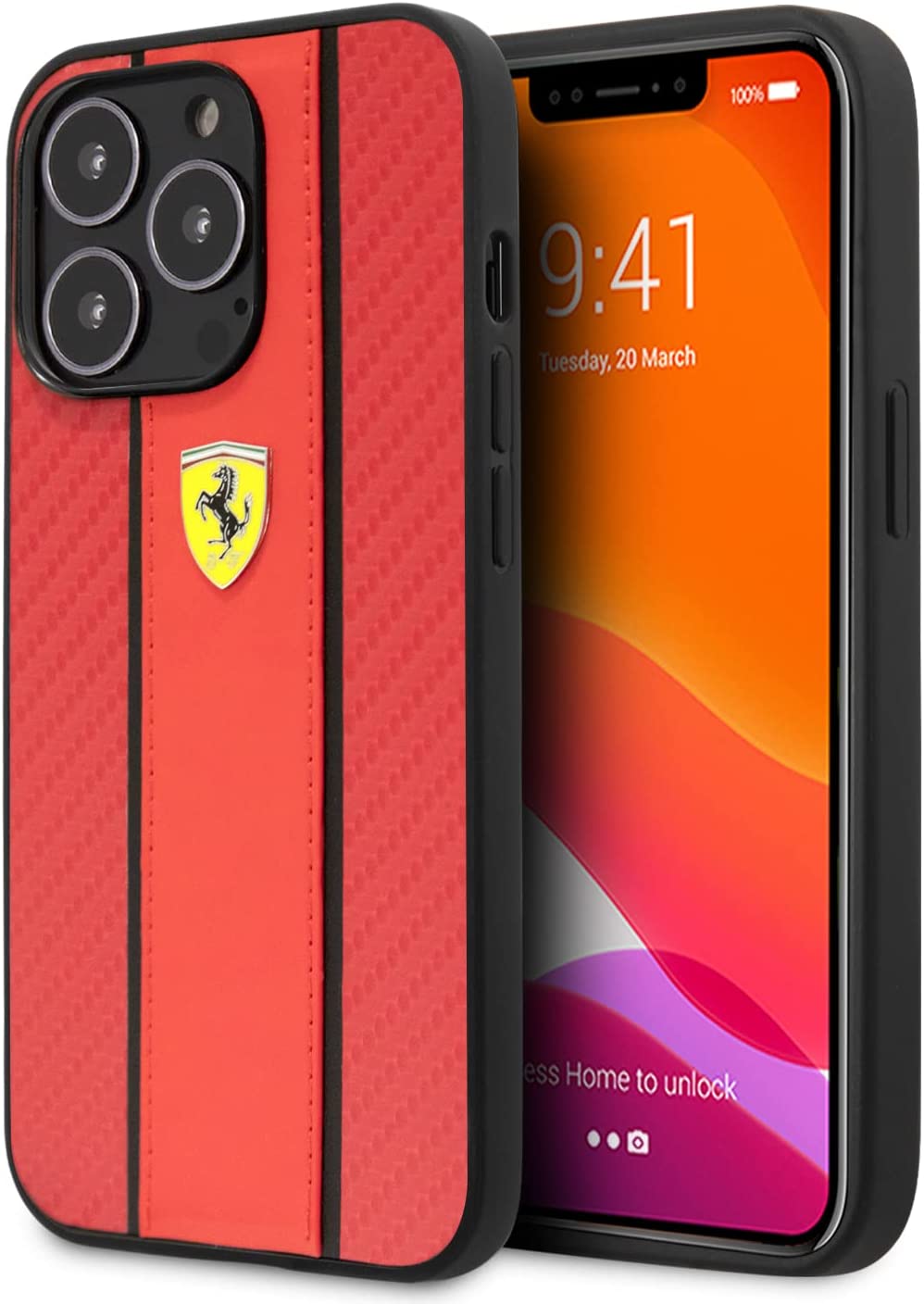 CG Mobile Ferrari iPhone 12 Pro Compatible with Magsafe Genuine Leather Hard Case