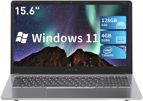 SGIN Laptop 15.6 Inch, 4GB DDR4 128GB SSD Windows 11