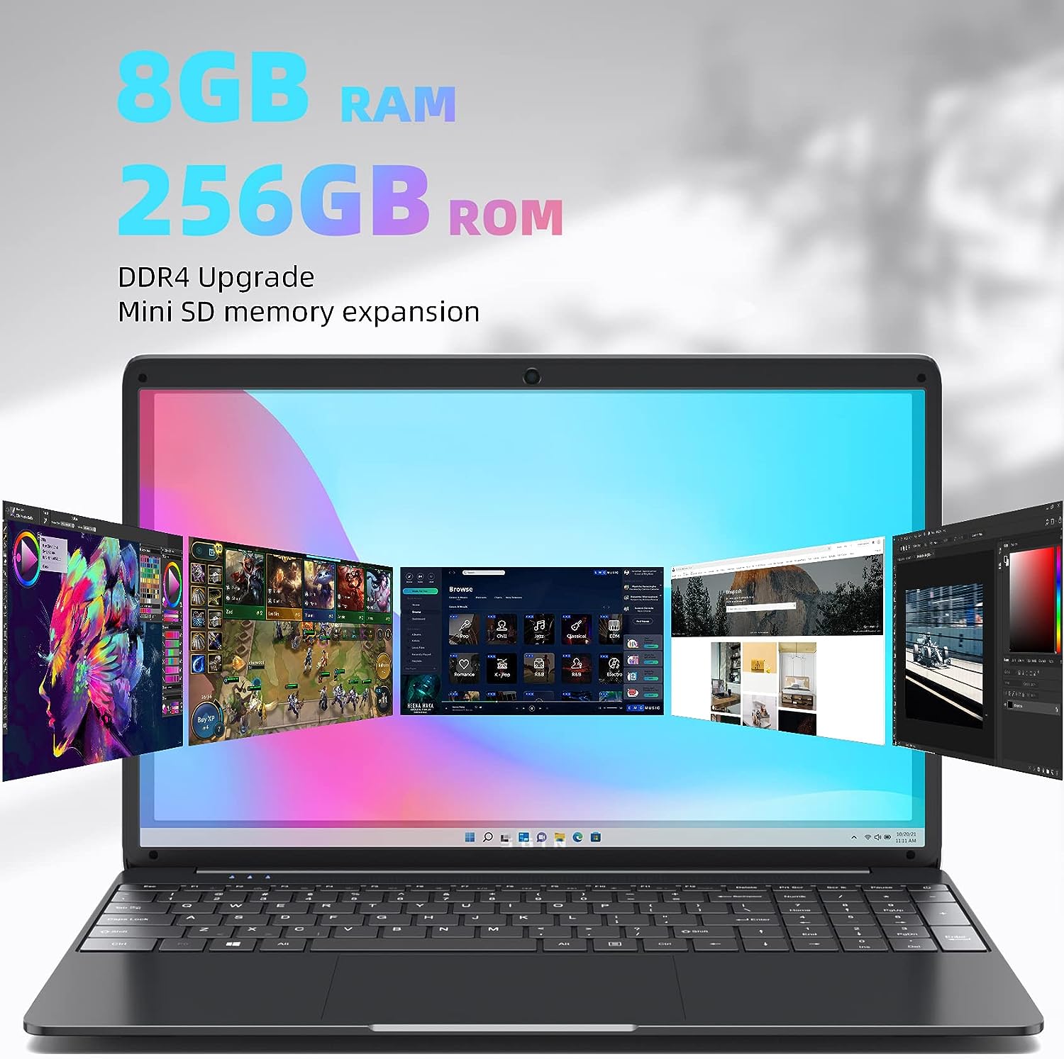 SGIN 15.6 Inch Laptop Windows 11 8GB RAM 256GB SSD