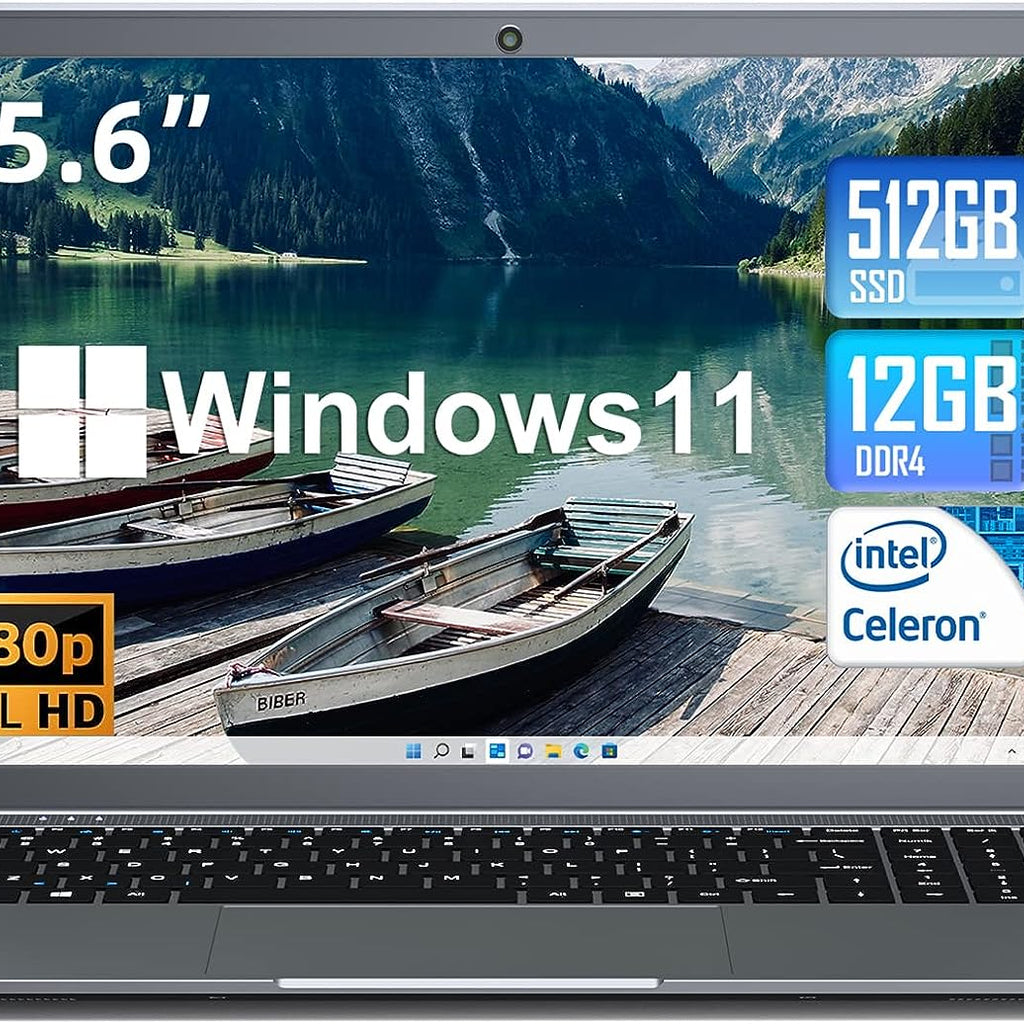 SGIN 15.6 Inch Laptop Windows 11 Laptops 12GB DDR4 512GB SSD