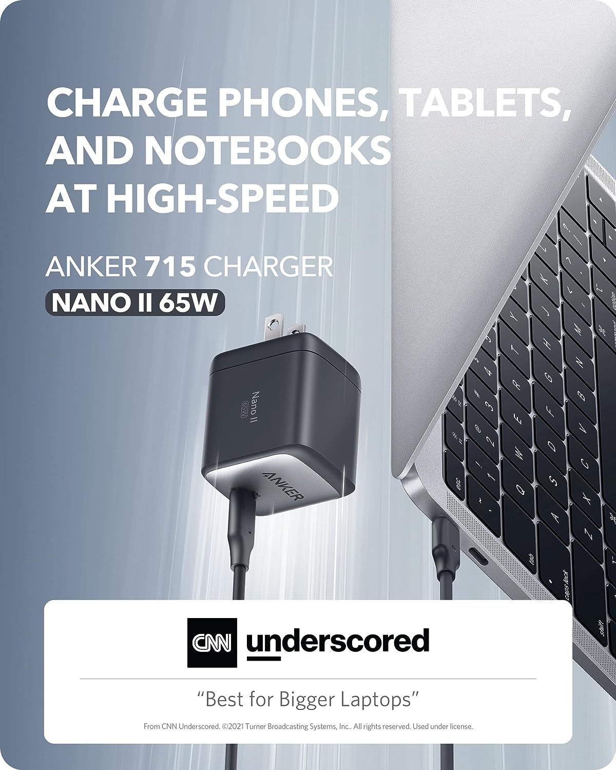 Anker USB C 715 (Nano II 65W), GaN II PPS Fast Compact Foldable Charger