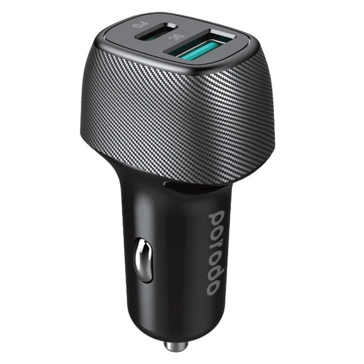 Porodo Dual Port Car Charger with Braided Type-C to Lightning Cable