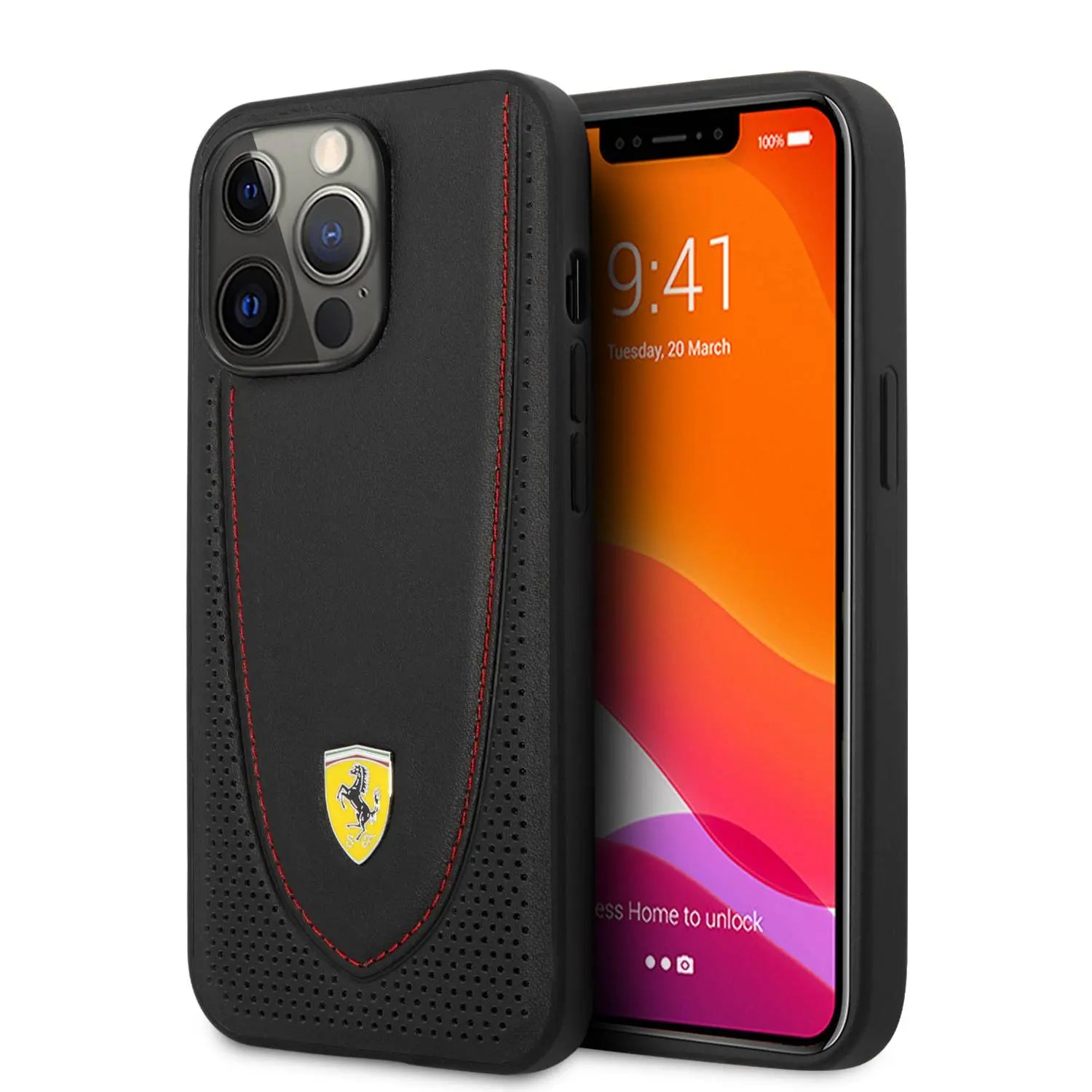 CG Mobile Ferrari iPhone 12 Pro Compatible with Magsafe Genuine Leather Hard Case