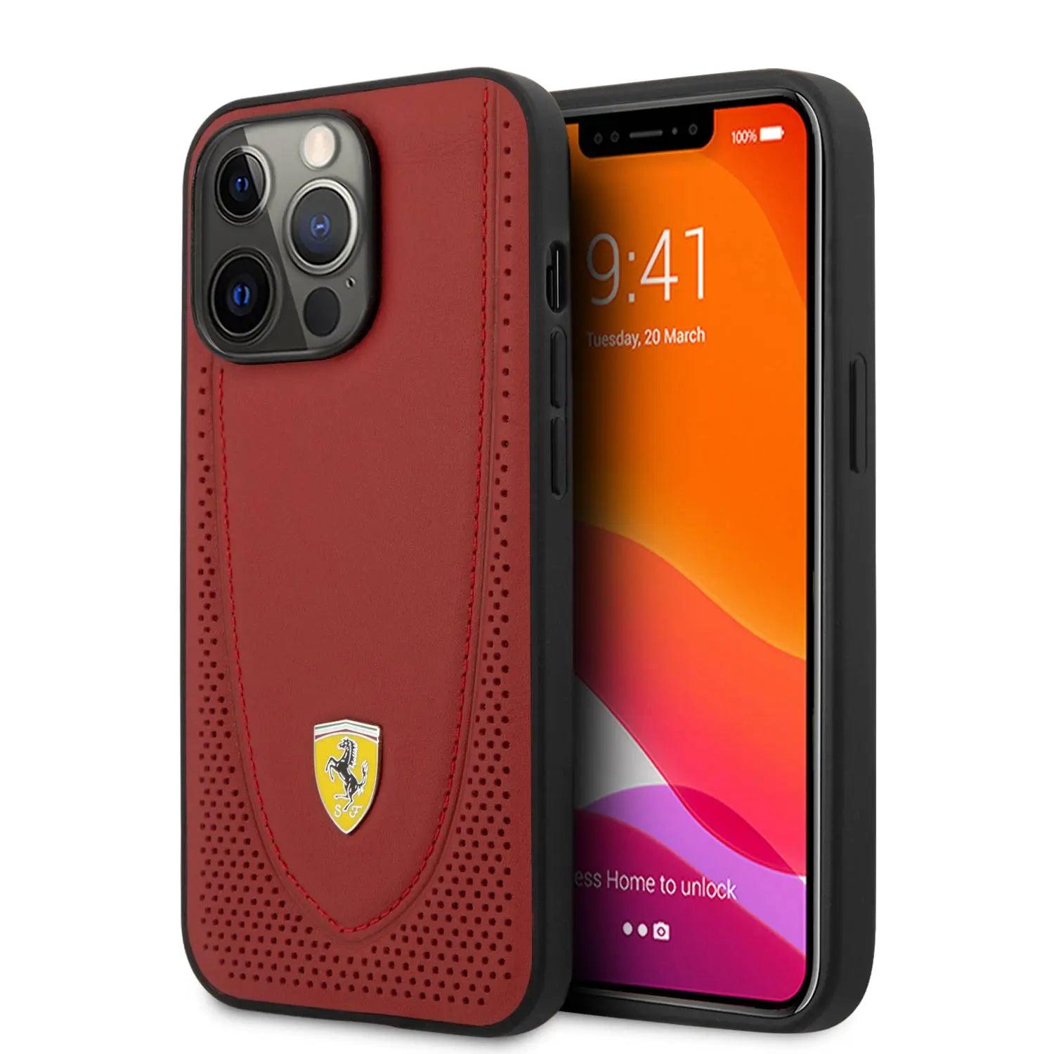 CG Mobile Ferrari iPhone 12 Pro Compatible with Magsafe Genuine Leather Hard Case