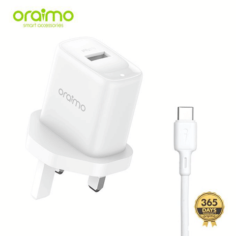 Oraimo Comapct 2A Fast Charger With Type C Cable - OCW-U66S+C53