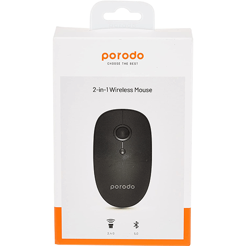 Porodo 2-in-1 Wireless Mouse-Bluetooth 5.0-2.4G dongle