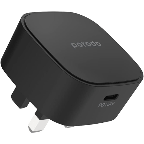 Porodo Super-Compact Fast Wall Charger PD 20W UK - Black