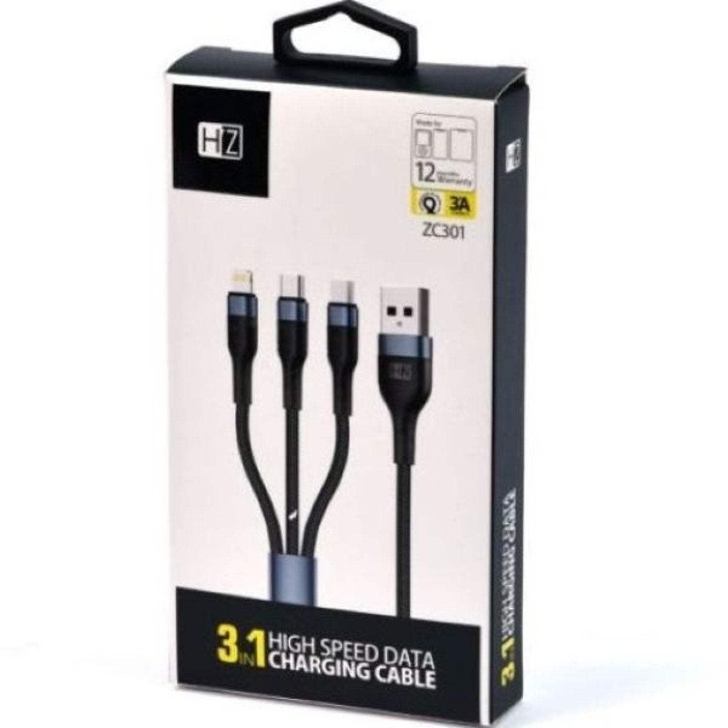 Heatz 3-in-1 Multi Charging Cable - Black