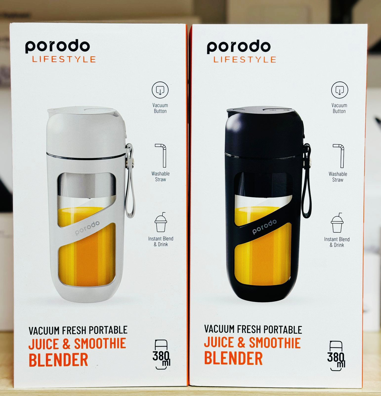 Porodo Lifestyle Portable Juice & Smoothie Blender: 380ml, 1500mAh Battery, 18000 RPM, 3-Hour Charge, 10 Cups Per Full Charge
