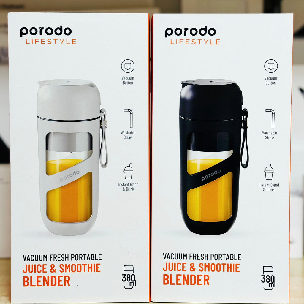 Porodo Lifestyle Portable Juice & Smoothie Blender: 380ml, 1500mAh Battery, 18000 RPM, 3-Hour Charge, 10 Cups Per Full Charge