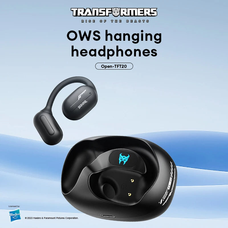 TRANSFORMERS TF-T20 TWS Ear Hook Bluetooth 5.4 Earphones: Gaming Gamer Headphones with Noise Reduction, Low Latency Earbuds