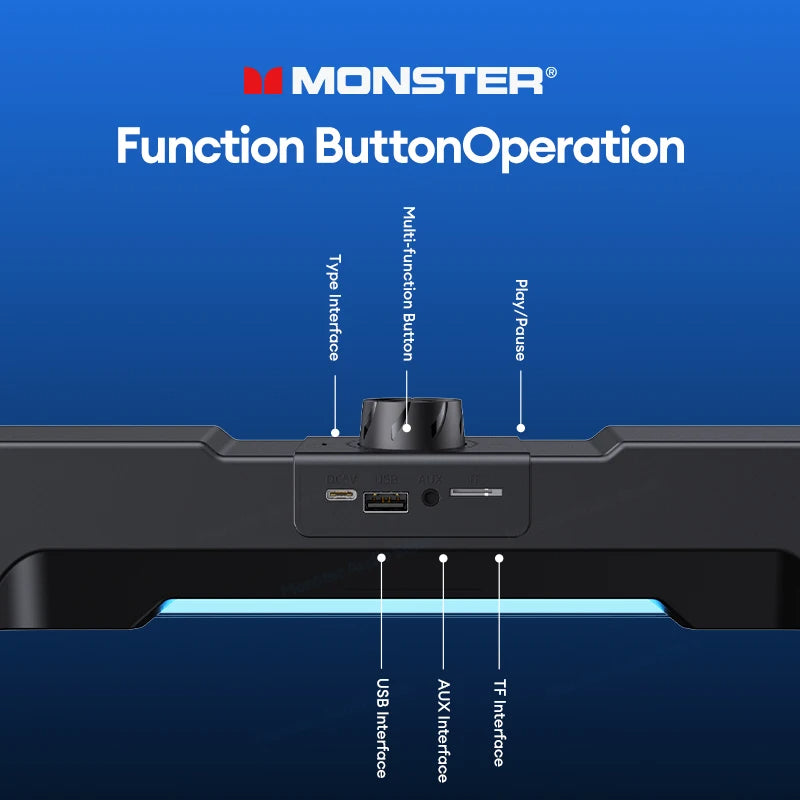 Monster Bluetooth G02MKⅡ  5.3 Speaker Desktop Audio Player Boombox Wired  Home Theater Universal Loudspeaker Gaming Subwoofer
