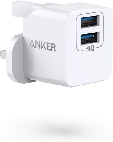 Anker USB Plug, PowerPort Mini Dual-Port USB Charger, Ultra-Compact Wall Adapter, 2.4A Output for iPhone Xs/XS Max/XR/X/8/7/6/Plus, iPad Pro/Air 2/Mini 4, Samsung, and More