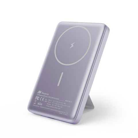 MEZONE Wireless Quick Charging Power Bank PD 22.5W with Magnetic Stand Universal Metallic Light Purple