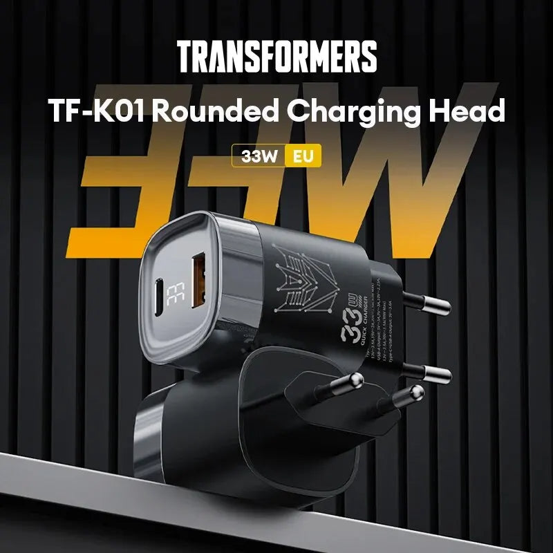 TRANSFORMERS  TF-K02 US 33W EU Charger Fast Charging Quick Charge Adapter for Xiaomi iPhone Charging Head USB Type C Dual Socket