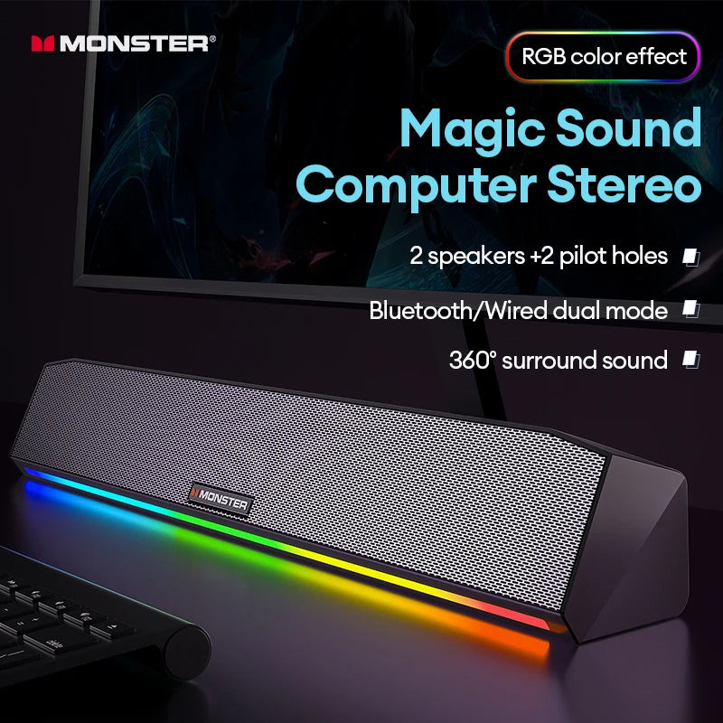 Monster G01 Wireless subfoofer Speaker 4 Units Surround Sound Loudspeaker Bluetooth 5.2 Portable Boombox For Gaming Movies