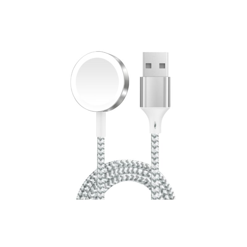 Green Lion Magnetic Braided Charging Cable 1.2M (USB-A Interface) For IWatch - Silver