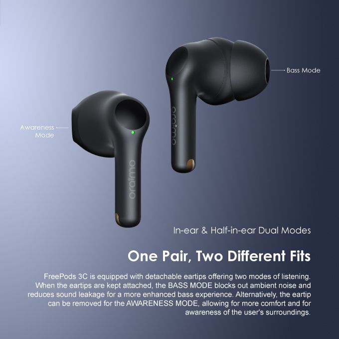 Oraimo OEB-E104DC FreePods 3C ENC Calling Noise Cancellation Long Playtime True Wireless Earbuds